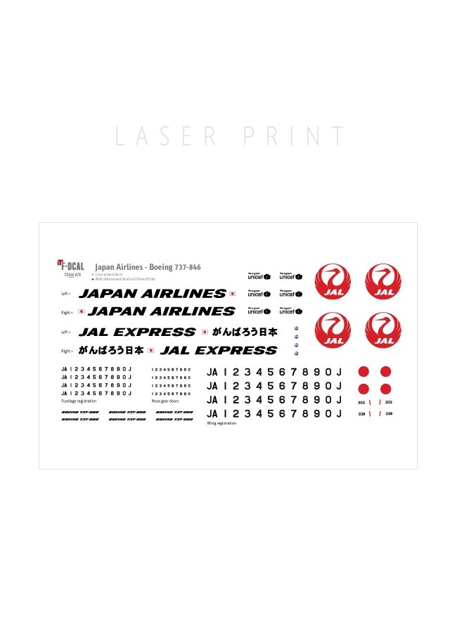 JAL - Boeing 737-800 - F-DCAL French Decals