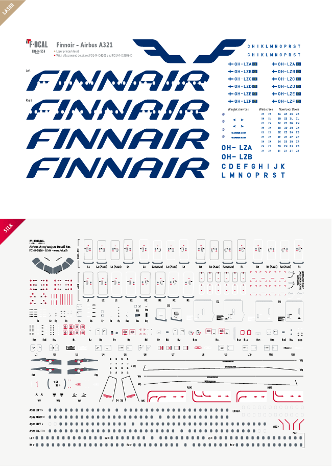 Generico 1//144 Decals Airbus A321 FINNAIR Decal Livery TBD563