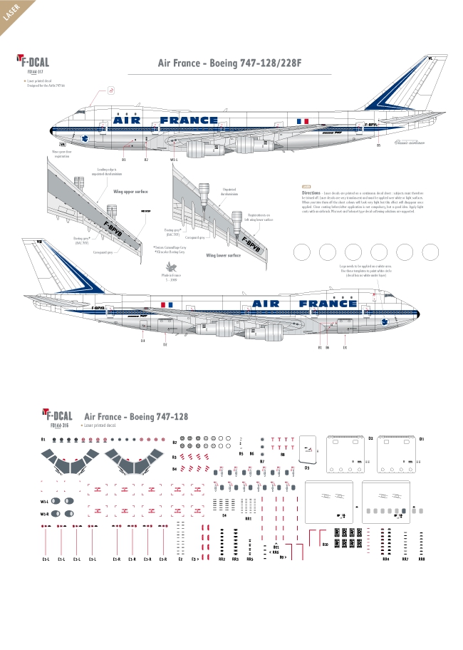 Decal for  Boeing 747-100 200F   1/144  AIR FRANCE F-DCAL FRANCE cargo 