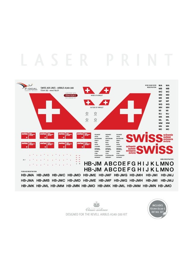 LX Swiss A340-300 Aviationtag ロゴカット LX Swiss A340-300
